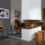 Element4 Summum 140 4S installed at private space and Real Flame Burner with True-to-Nature Wood Logs