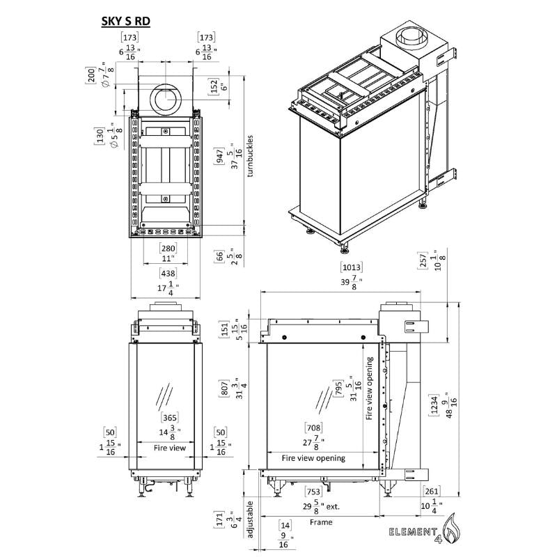 Element4 Sky Small Roomdivider Outdoor Technical Drawing Specs