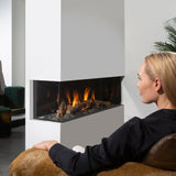 Element4 Summum 140 C installed at living room Real Flame Burner with True-to-Nature Wood Logs