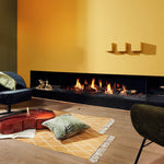 Element4 Summum 190 3S installed in a Music room with Real Flame Burner with True-to-Nature Wood Logs