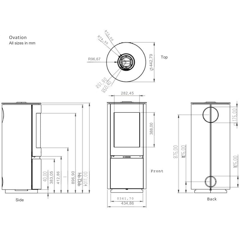 Element4 Bioethanol Ovation Technical Drawing Specs