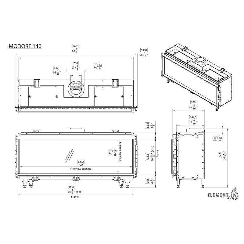 Element4 Modore 140 Outdoor Technical Drawing Specs