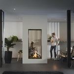 Element4 Sky Large ST DB Outdoor installed at the covered hangout area with Double Burner with True-to-Nature Darker Wood Logs