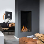 Element4 Sky M F Installed at the Living room Real Flame Burner with True-to-Nature Cleaved Wood Logs