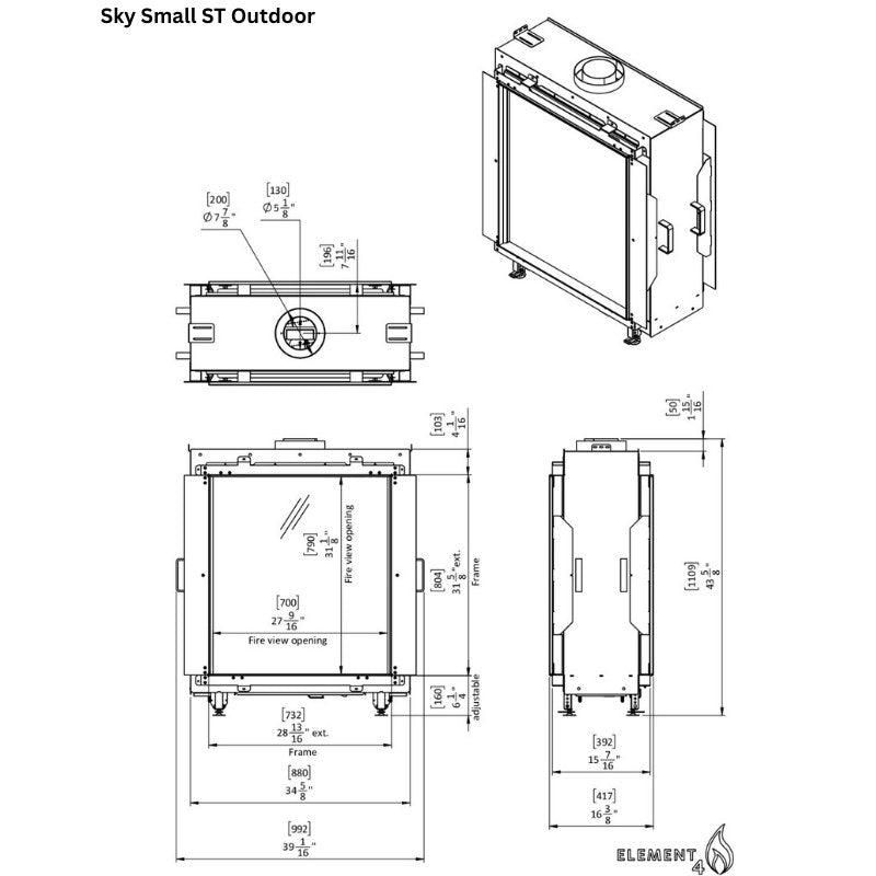 Element4 Sky Small ST Outdoor Technical Drawing Specs.