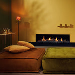 Element4 Summum 190 F installed at the Living room with Real Flame Burner with True-to-Nature Wood Logs