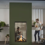 Sky Medium ST Outdoor installed at the covered hangout area with Double Burner with True-to-Nature Darker Wood Logs