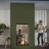Sky Medium ST Outdoor installed at the covered hangout area with Double Burner with True-to-Nature Darker Wood Logs